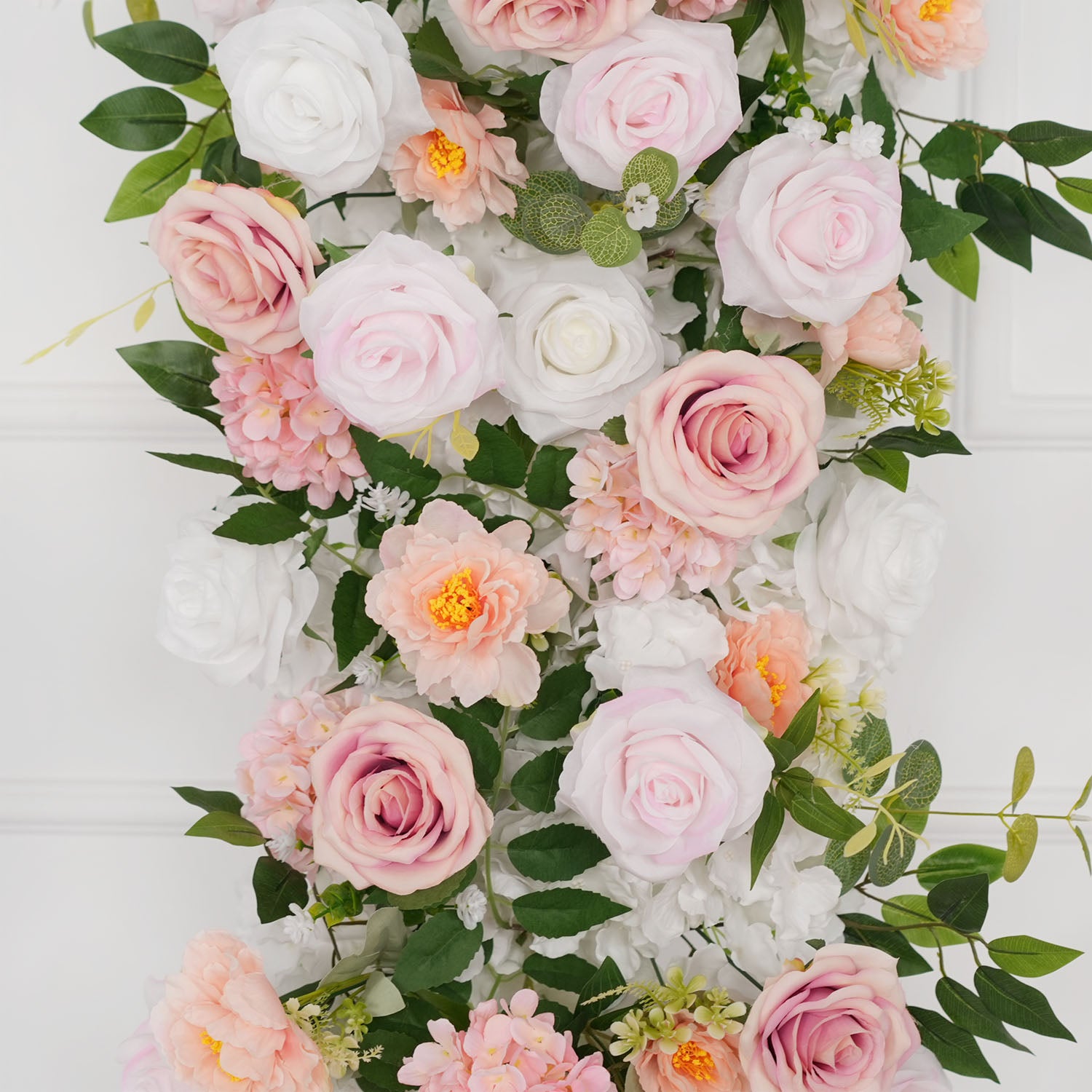 Uflower White Pink Rose Floral Square Arch Wedding Party Backdrop Decoration